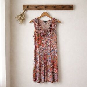 Lauren Ralph Lauren‎ Floral Paisley Ruffle Dress Women's Petite Large Cotton